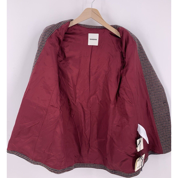 SANDRO Tomy Single-Breasted Houndstooth Wool-Blend Blazer Women's EU 36 / US 4 - Picture 5 of 16